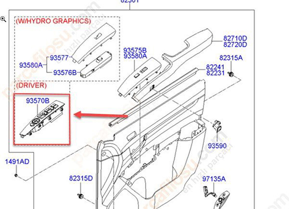 Hyundai Santa Fe Düğme Kapi Ön Cam (2006-2010) 2.2 CRDI 935702B700S4