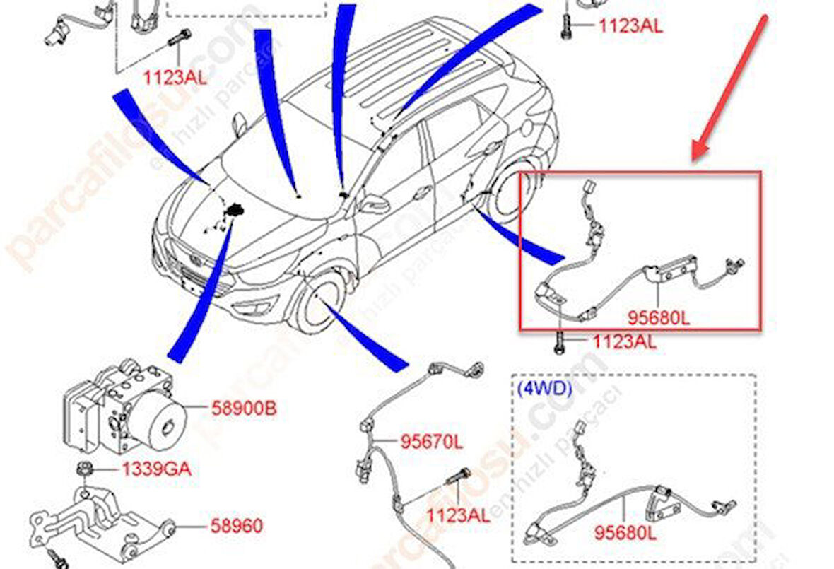 Hyundai İx35 Arka Sol Abs Kablosu (2010-2015) 2.0 CRDI 956802Y500