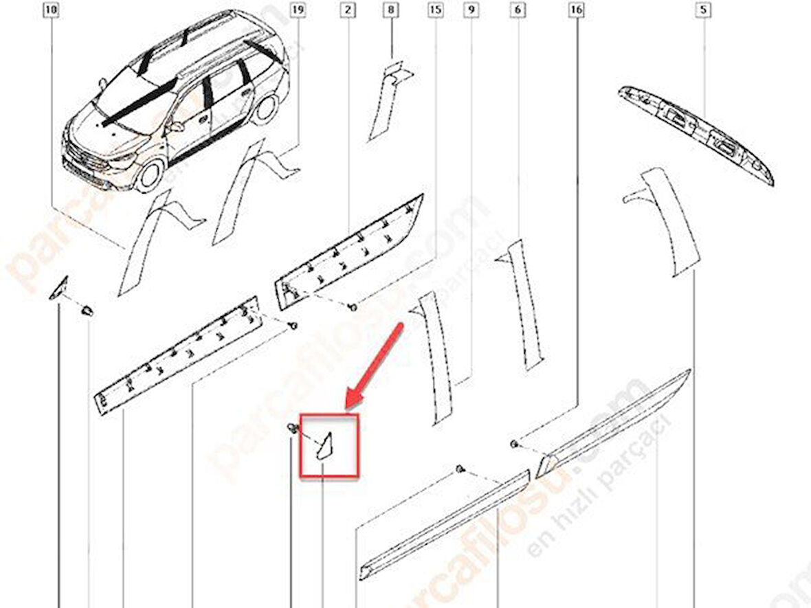 Dacia Dokker Kapi Ayna Kapak Sağ (2001-2022) 1.6, 1.5 DCI 638756739R