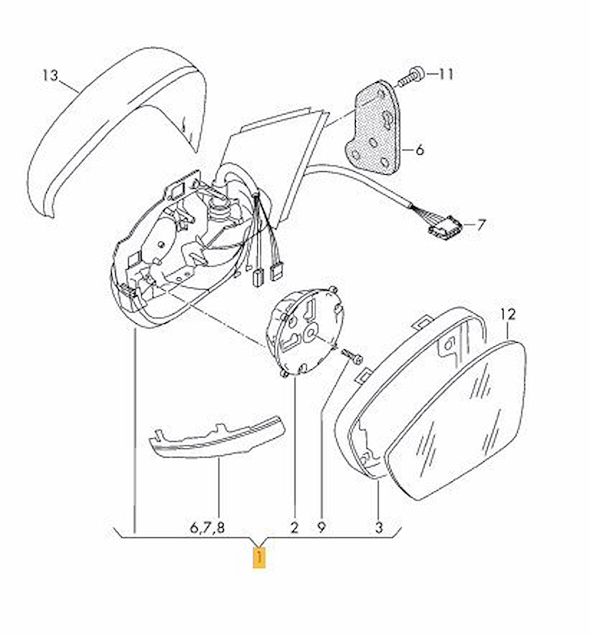 Skoda Superb Kapi Aynasi Sağ (2016-2019) 1.4TSI, 2.0 TDI, 1.6 TDI 3V1857508B