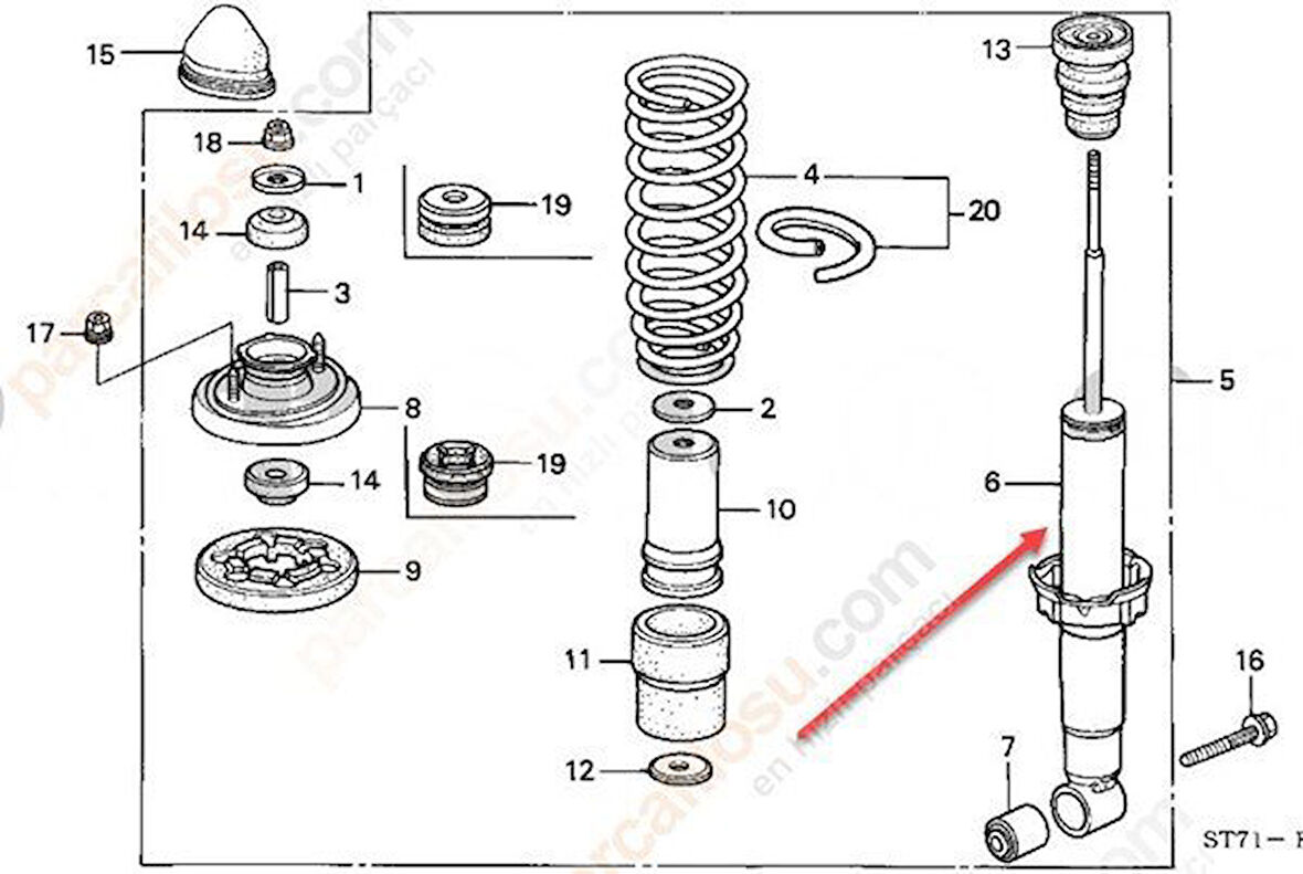 Honda Civic Arka Amortisör (1992-1996) 1.5 52611SR3013