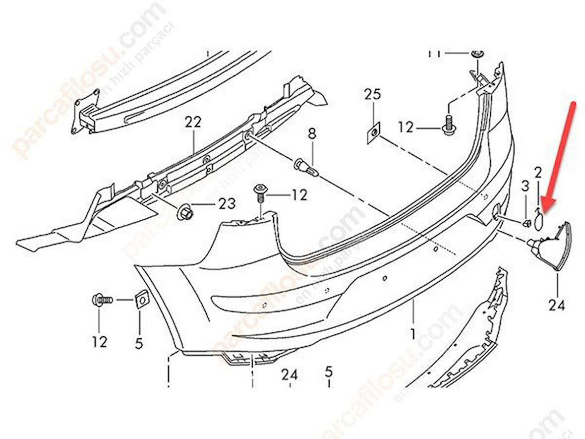 Seat Altea Arka Tampon Çeki Kapak (2004-2007) 1.6, 1.9, 2.0, 2.0 TDI 5P0807441A
