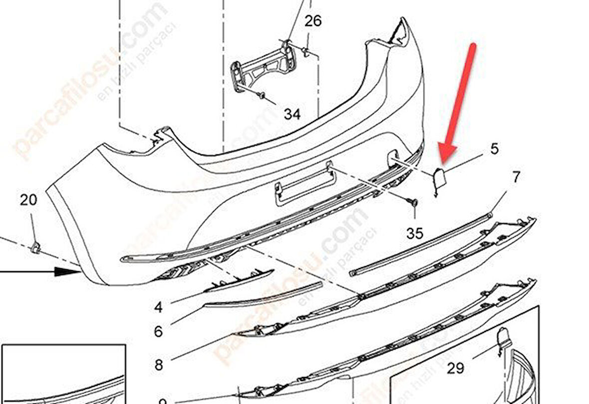 Opel Astra Arka Tampon Çeki Kapak (2013-2017) 1.4, 1.6, 1.3 CDTI, 1.6 CDTI 13368067