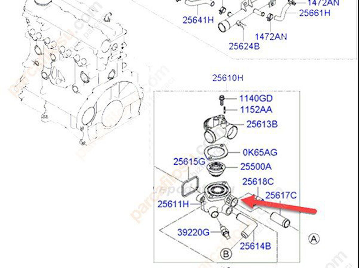 Hyundai Accent Termostat Alt Gövde (2011-2017) 1.6 CRDI 256112A100