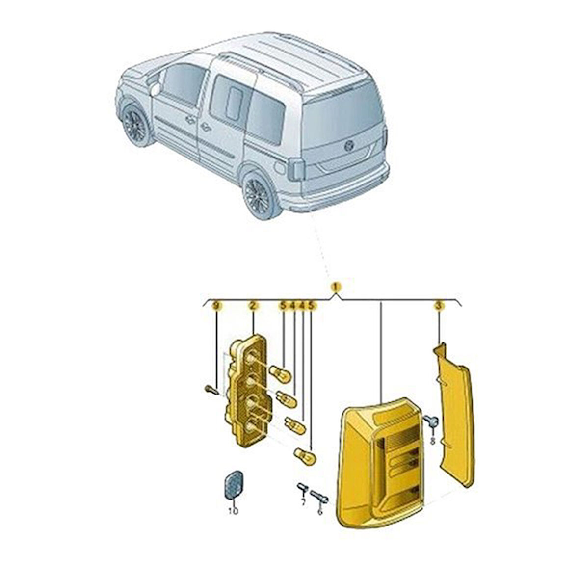 Volkswagen Caddy Sol Stop (2001-2019) 1.6TDİ, 2.0 TDI 2K1945095G