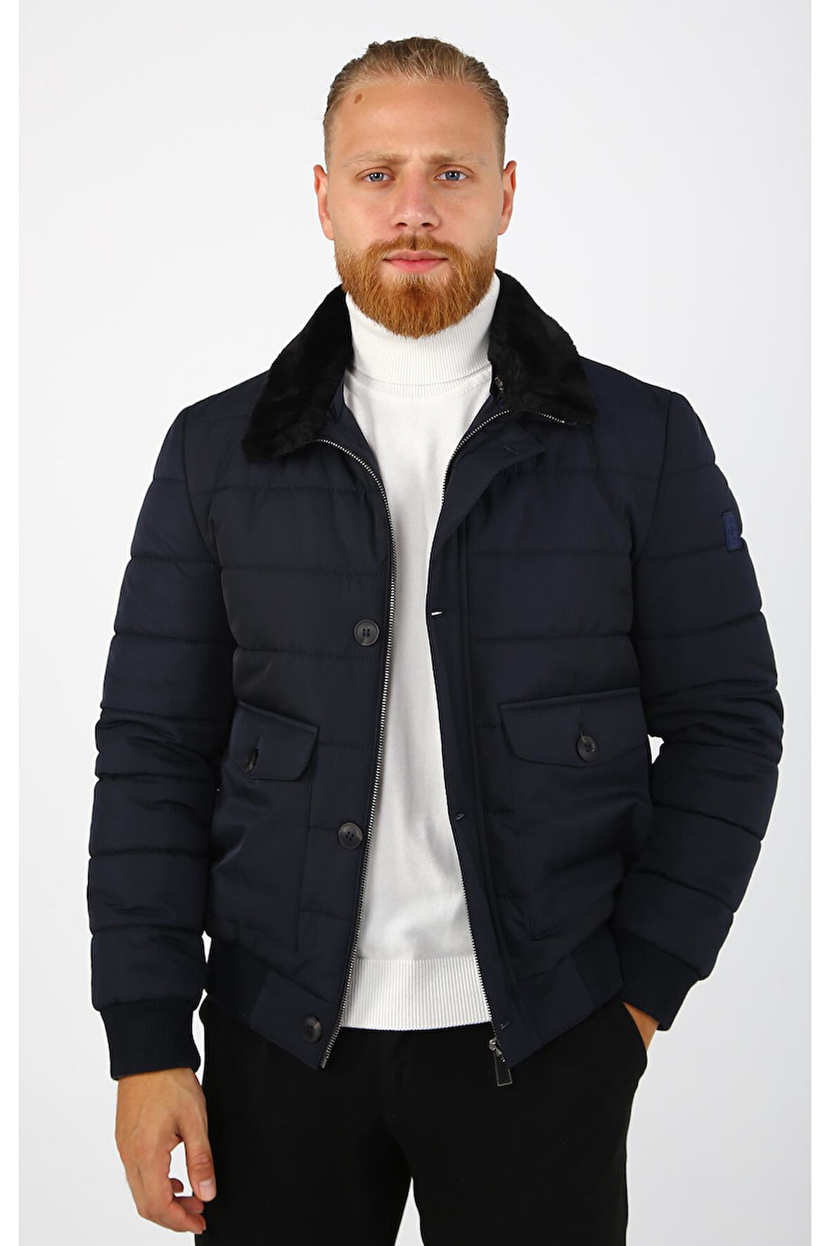 ÇIKARILABİLİR KÜRK YAKALI ERKEK PİLOT MONT