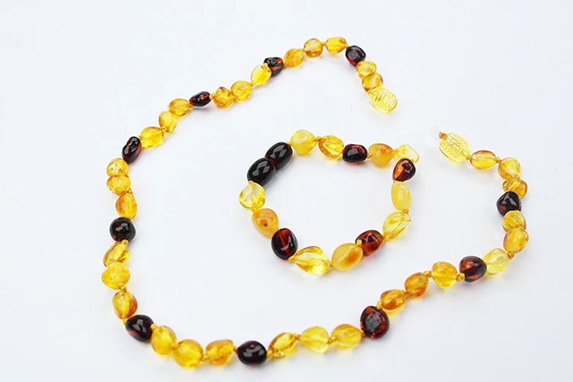 Gün Işığı Renkli Damla Kehribar Bebek Diş Seti