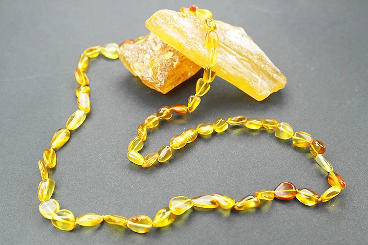 Doğanın Armağanı Doğal Kesim Damla Kehribar Yetişkin Kolye