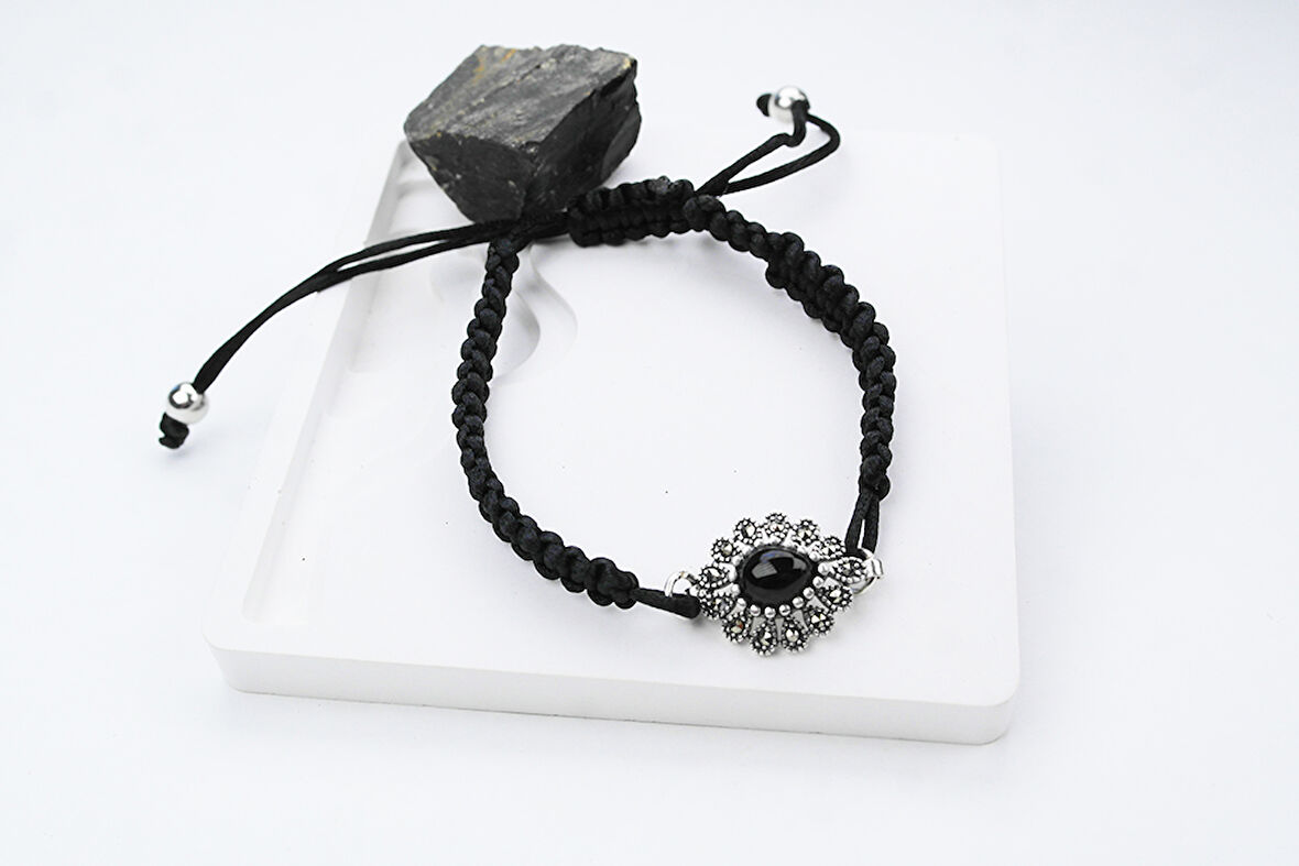 DUYGU  OLTU TAŞI GÜMÜŞ ÇERÇEVE  AYARLANABİLİR  BİLEKLİK