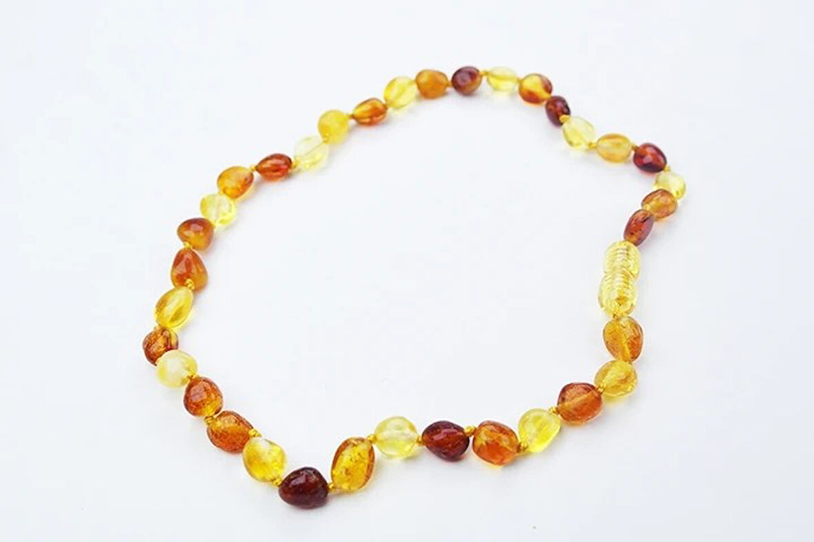 Balözü Renkli Doğal Kesim Damla Kehribar Bebek Kolye