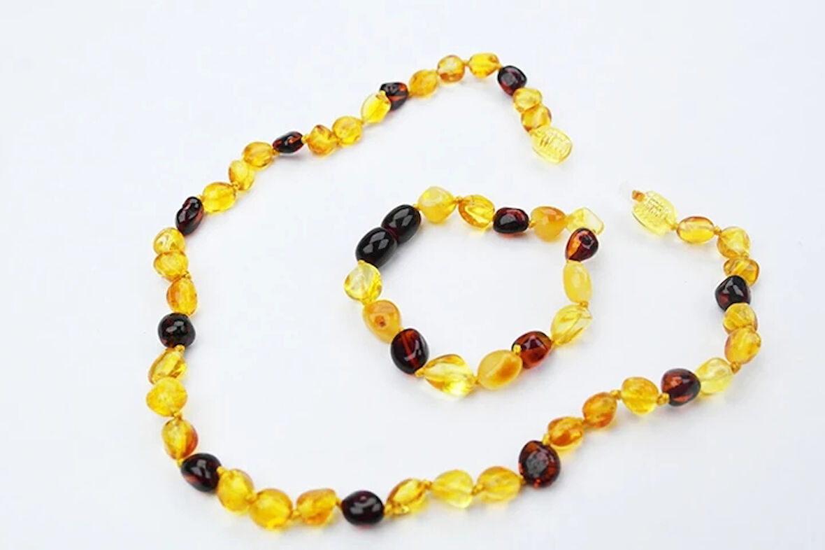 Karışık Renkli Damla Kehribar Bebek Diş Seti