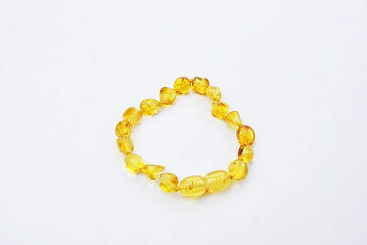 Bal Renkli  Doğal Kesim Damla Kehribar Bebek Bileklik