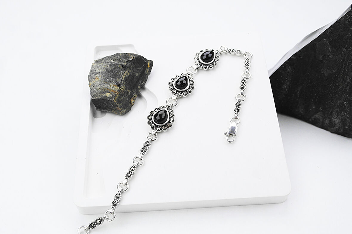 Ayça 925 Ayar Oltu Taşlı Gümüş Bileklik