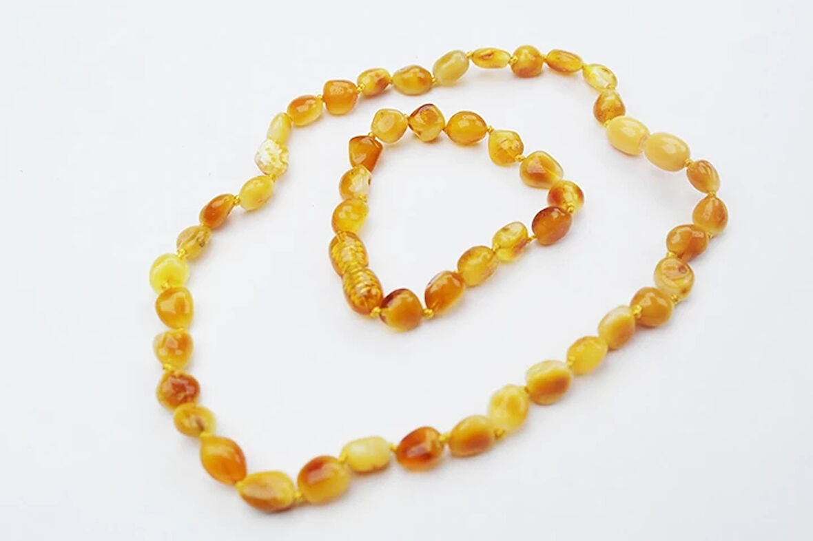 Amber Ateşi Renkli Damla Kehribar Bebek Diş Seti