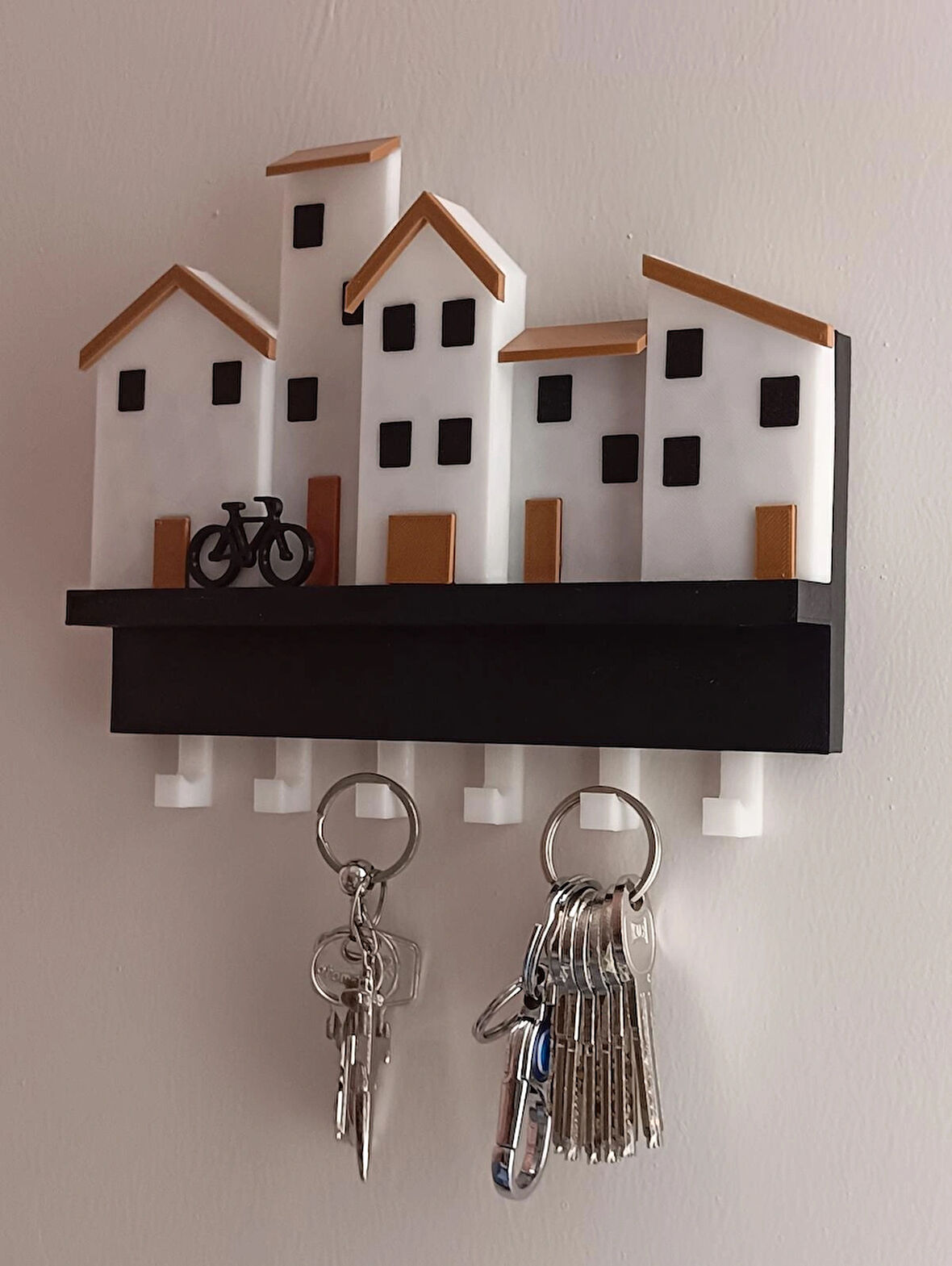 Minik Evler V1 Anahtarlık-Duvar Askılı Anahtarlık - Anahtarlık Askısı-Duvar Anahtarlığı (22X18 CM)