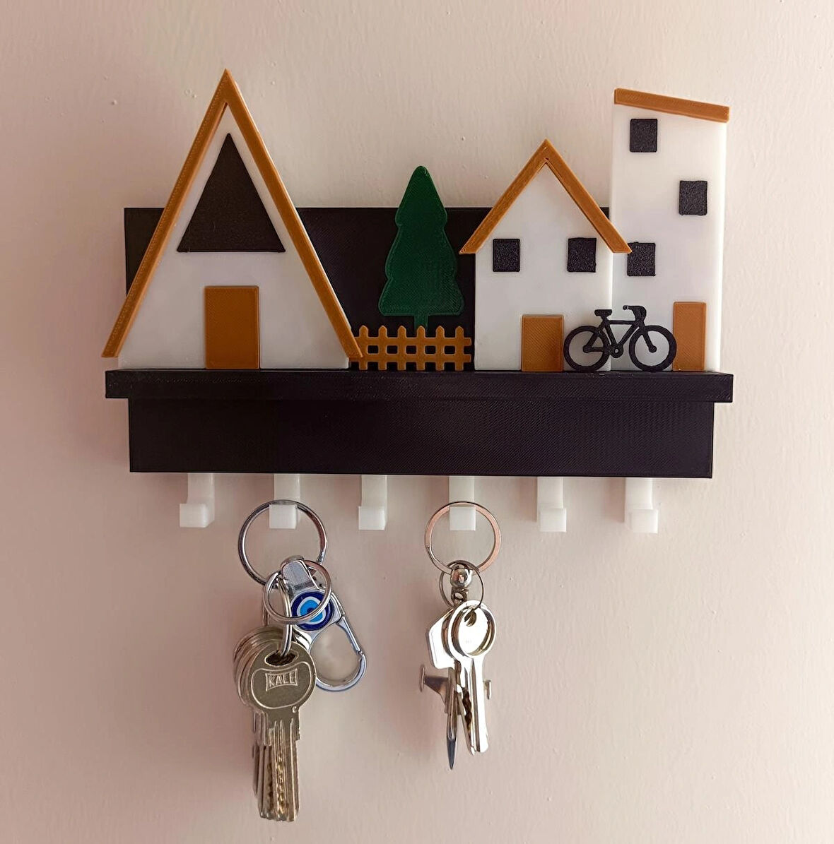Minik Evler V2 Anahtarlık-Duvar Askılı Anahtarlık - Anahtarlık Askısı-Duvar Anahtarlığı (22X17 CM)