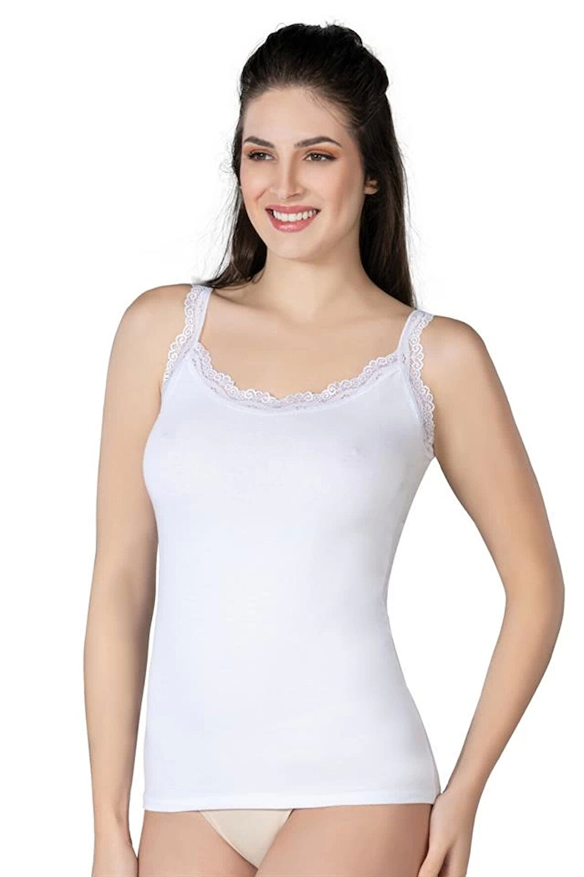 Beyaz Emay 1411 Modal Cotton Dantelli Atlet
