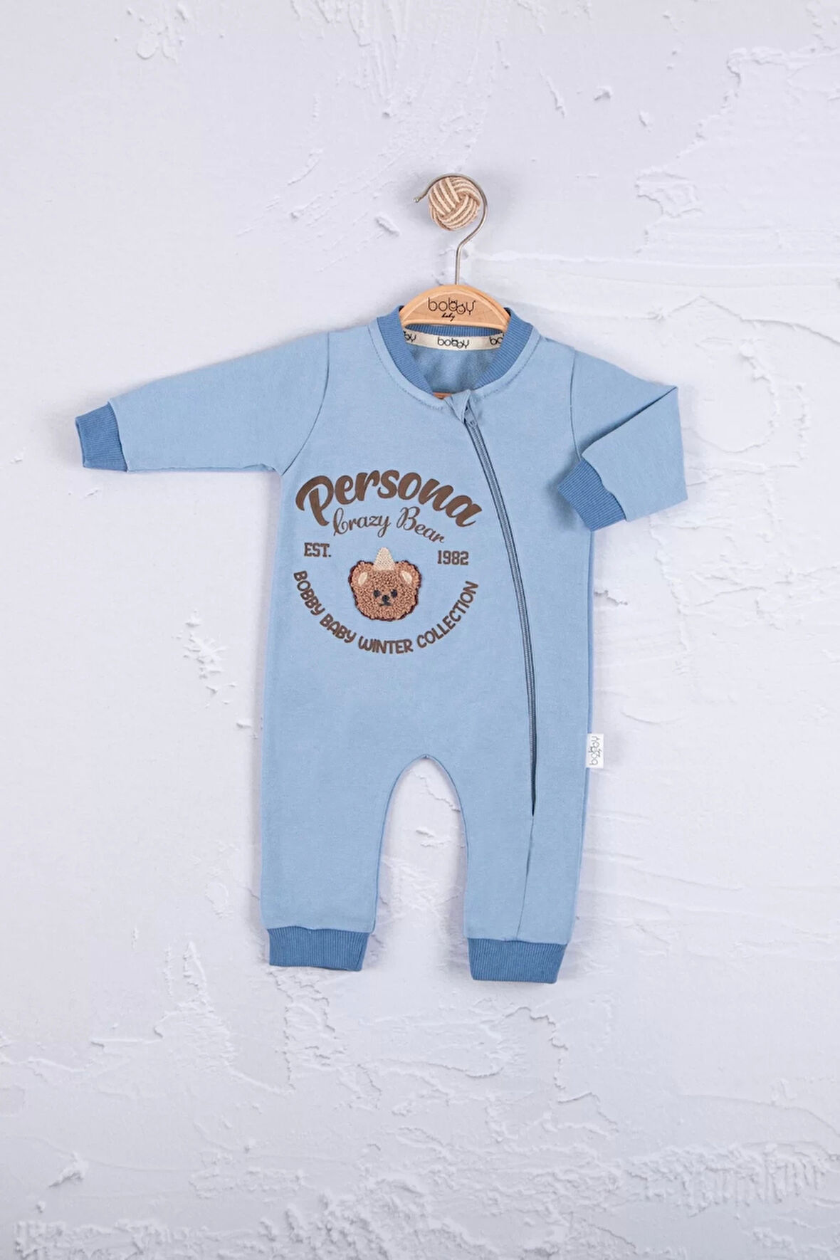 Persona Bear Nakışlı % 100 Pamuk Erkek Bebek Tulum
