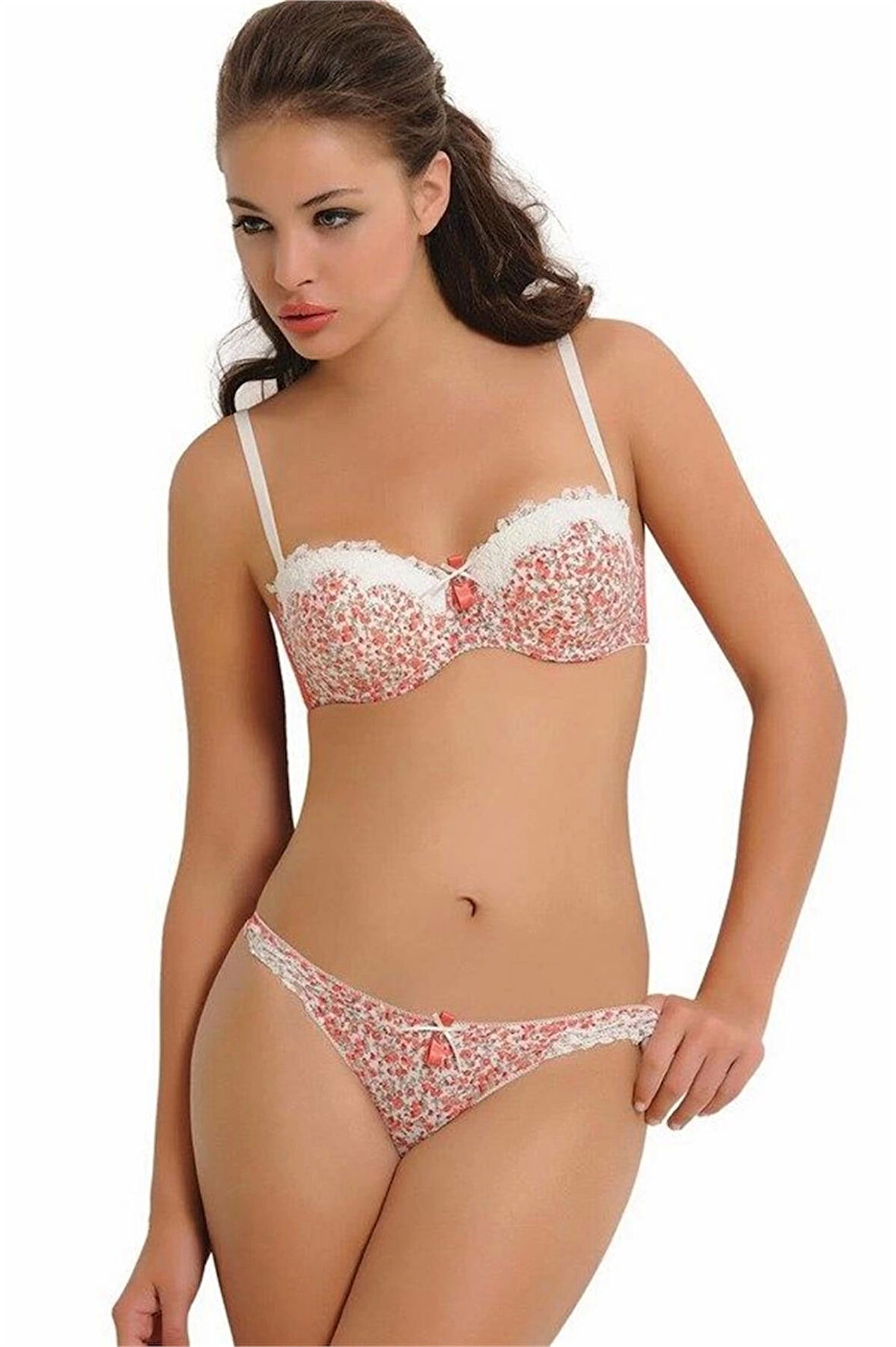 Nbb 4309 Push-up Straplez Çiçekli Sütyen Takım