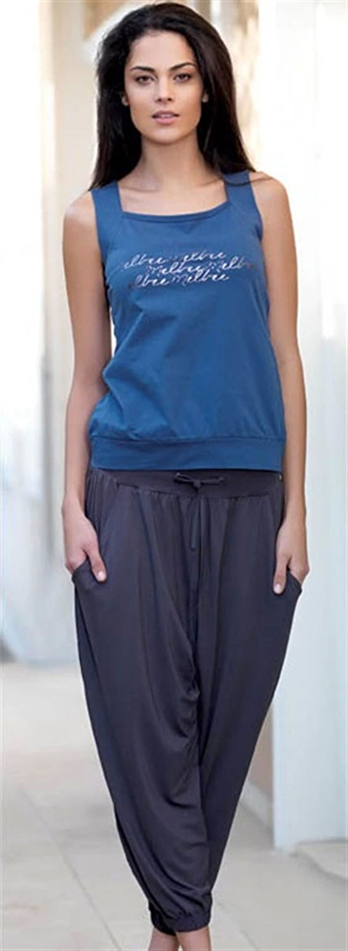 Kadın Yazlık Poly Şalvarlı Pijama 21519