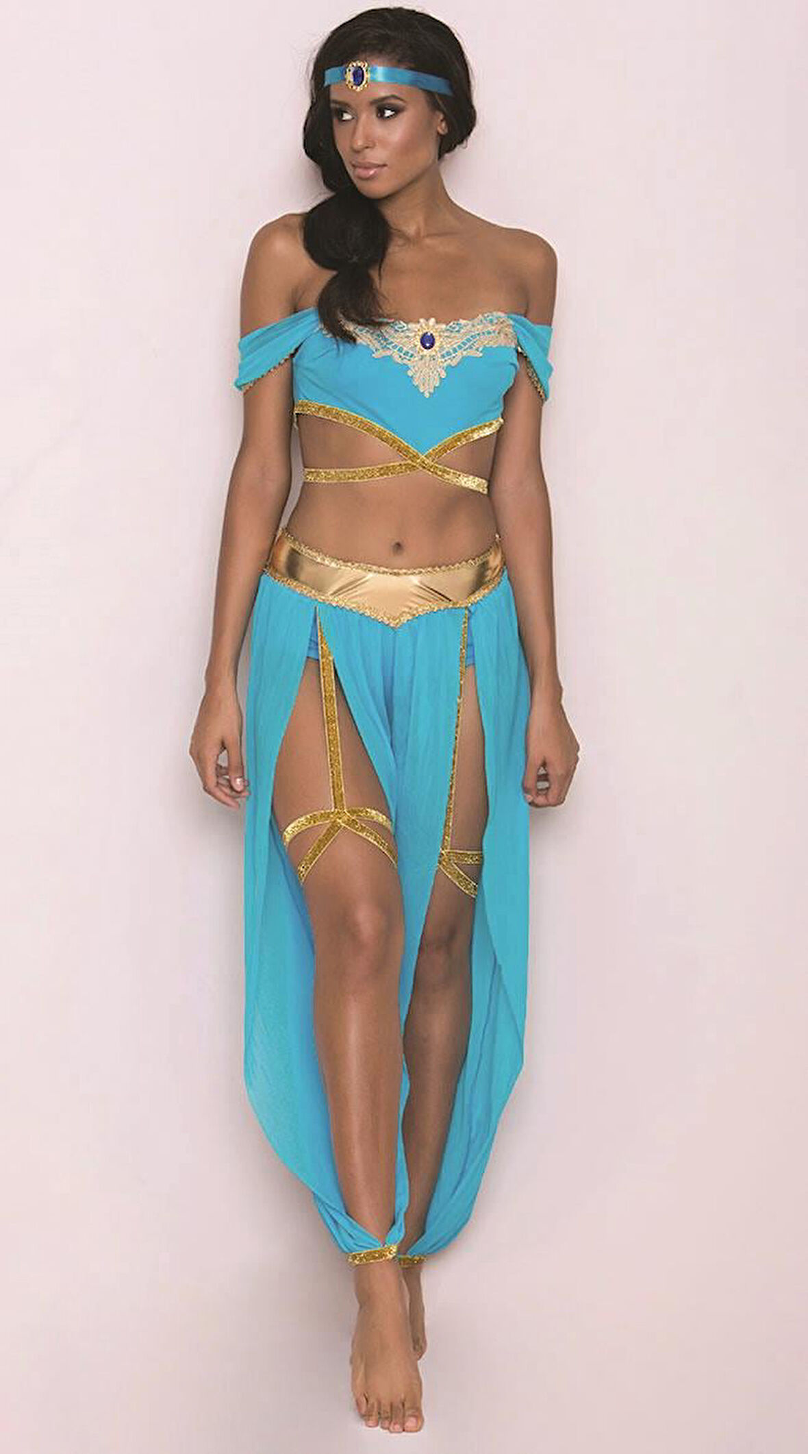 Fantezi Mavi Dansöz Kostümü