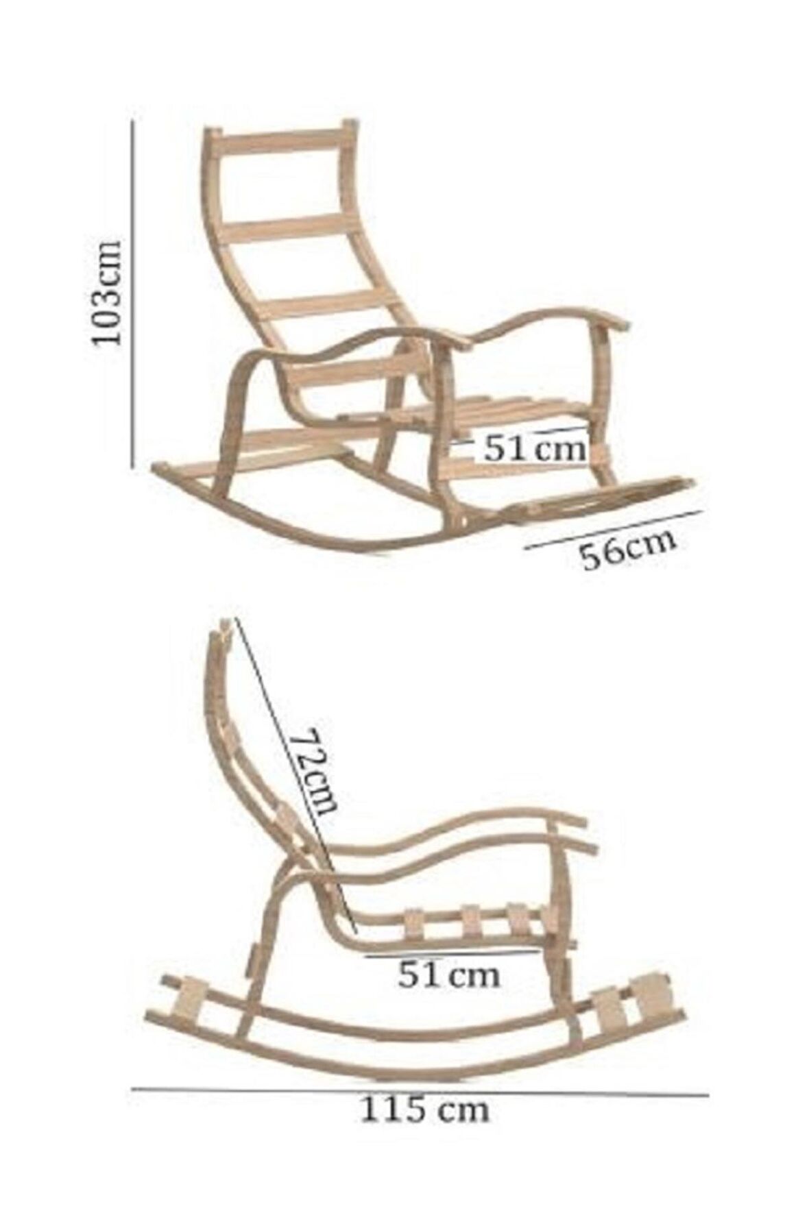 Sultan Ahşap Sarı Sallanan Sandalye