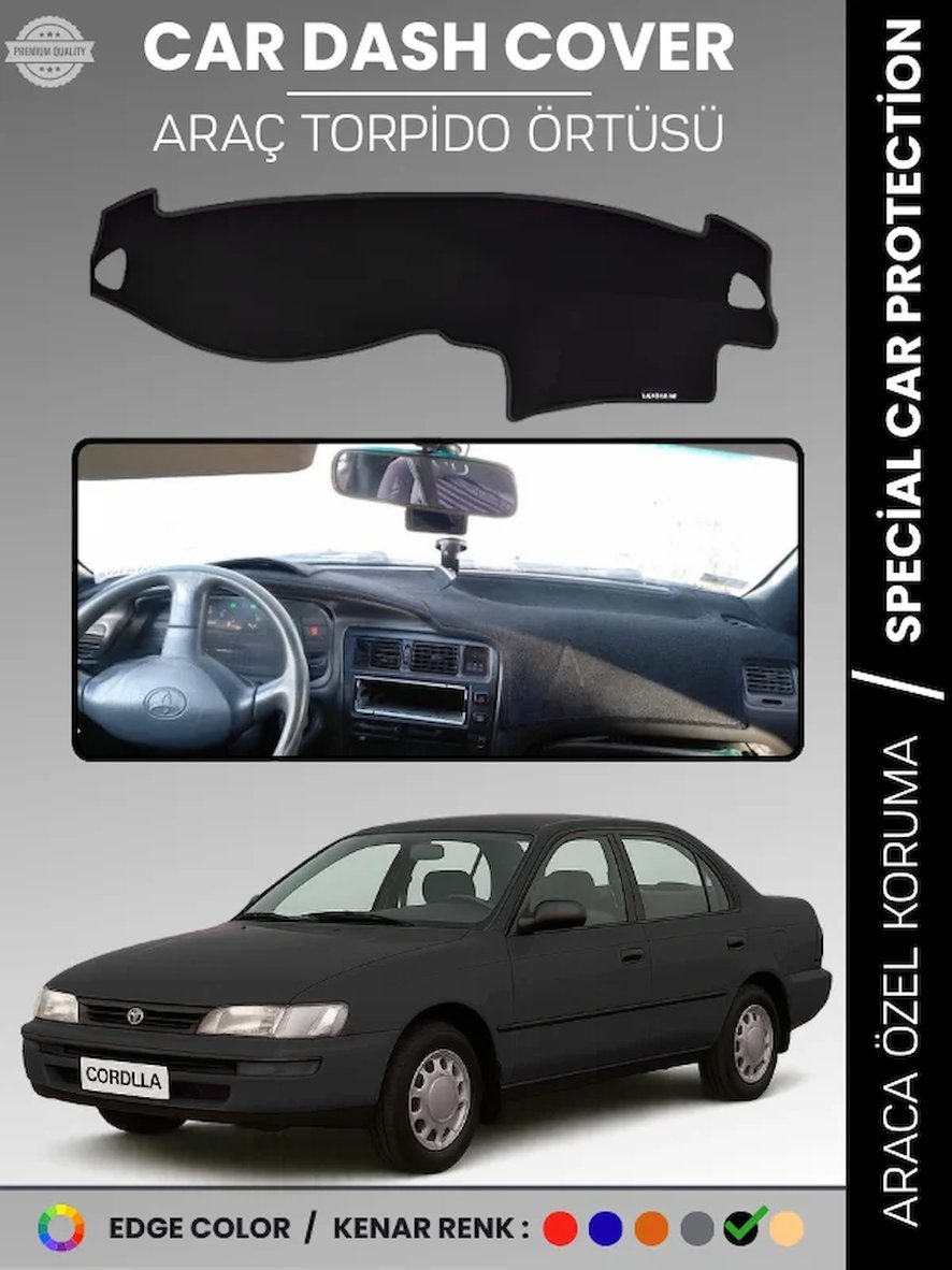 TOYOTA COROLLA E100 (1991-1995) Torpido Örtüsü Ön Göğüs Koruma Araca Özel Çatlamayı Önler Kaymaz