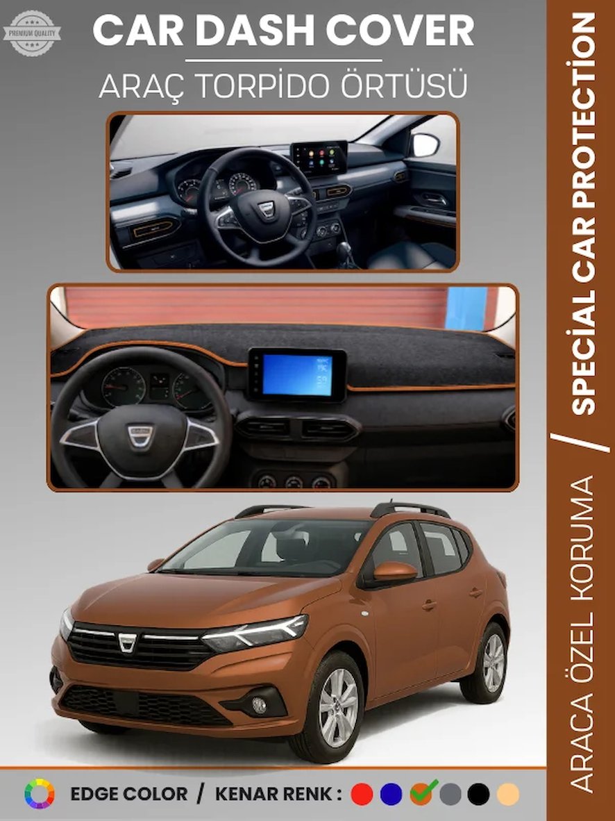 DACIA SANDERO (2021+) EKRANLI MODEL Torpido Örtüsü  Torpido Koruma Çatlamayı Engeller Tam Uyum