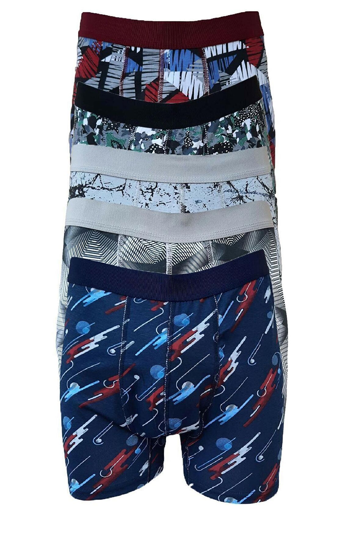 Tutku 3 Adet Karışık Renk Likralı Desenli Boxer