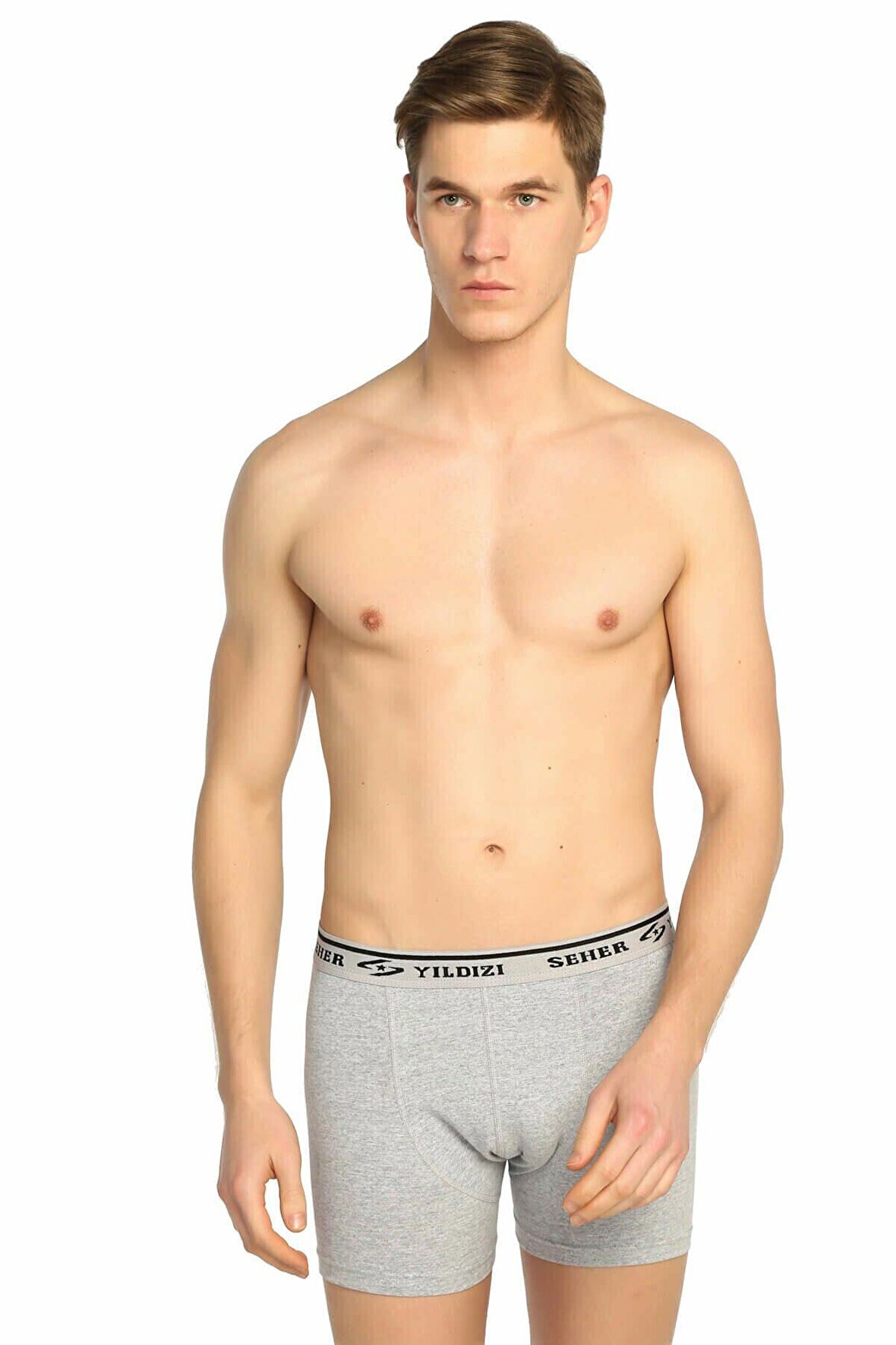 Seher 10 Adet Gri Renk Likralı Boxer