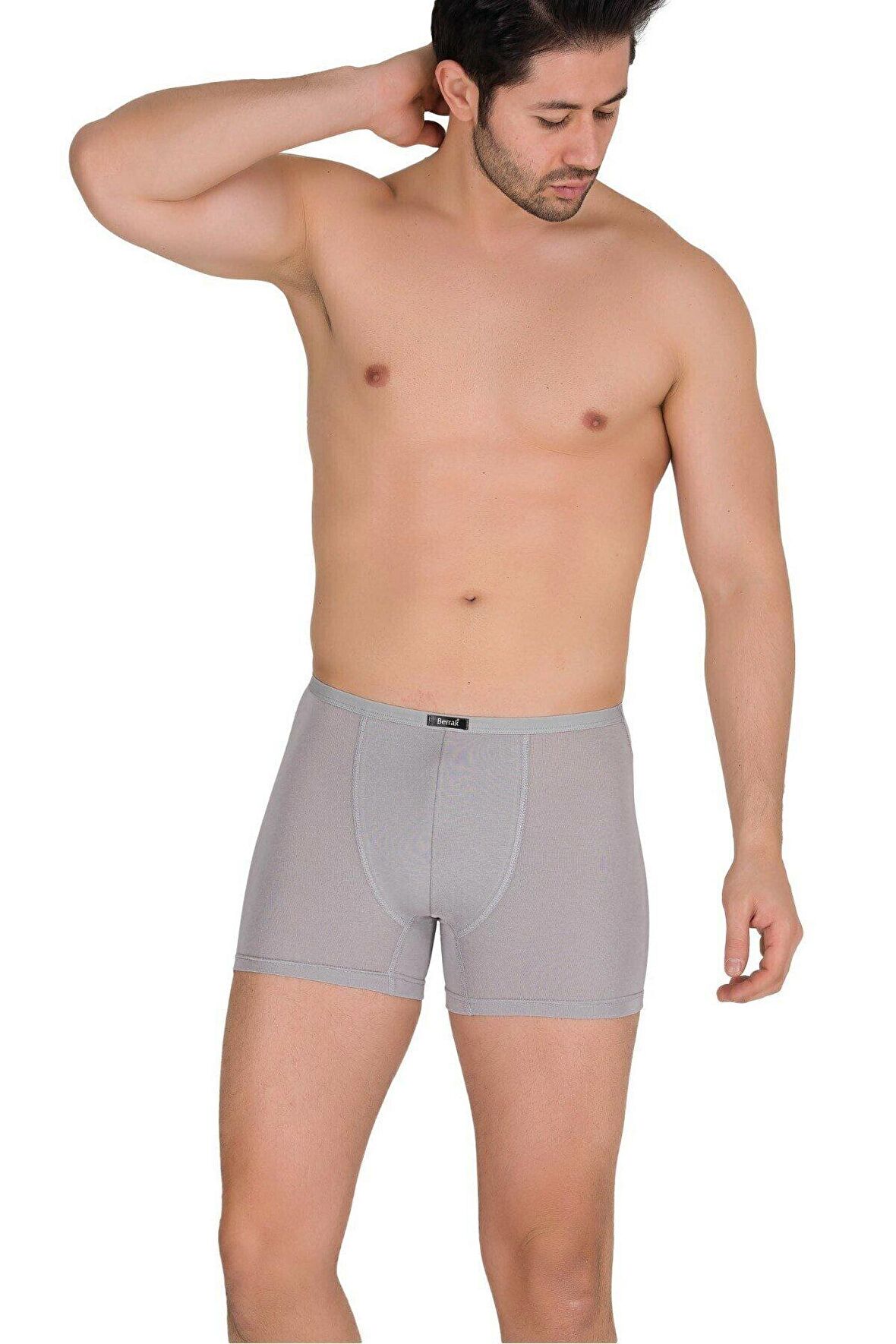 Berrak 2 Adet Gri Renk İnce Kemerli Modal Boxer