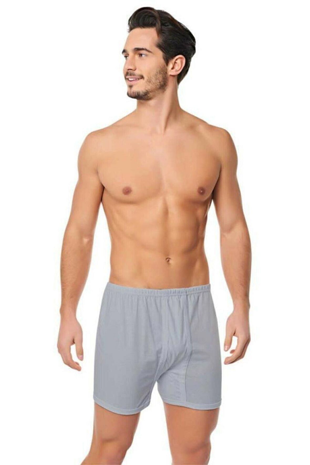 Seher 10 Adet Gri Renk Paçalı Boxer