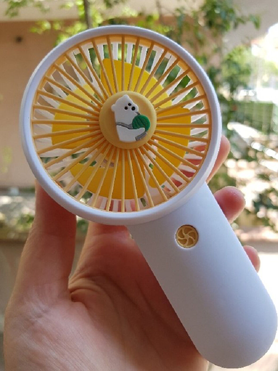 Şarjli Mini El Fanı Masa Fanı Soğutucu Masa Üstü Vantilatör Usb Stantlı Cep Telefonu Tutucu Sarı