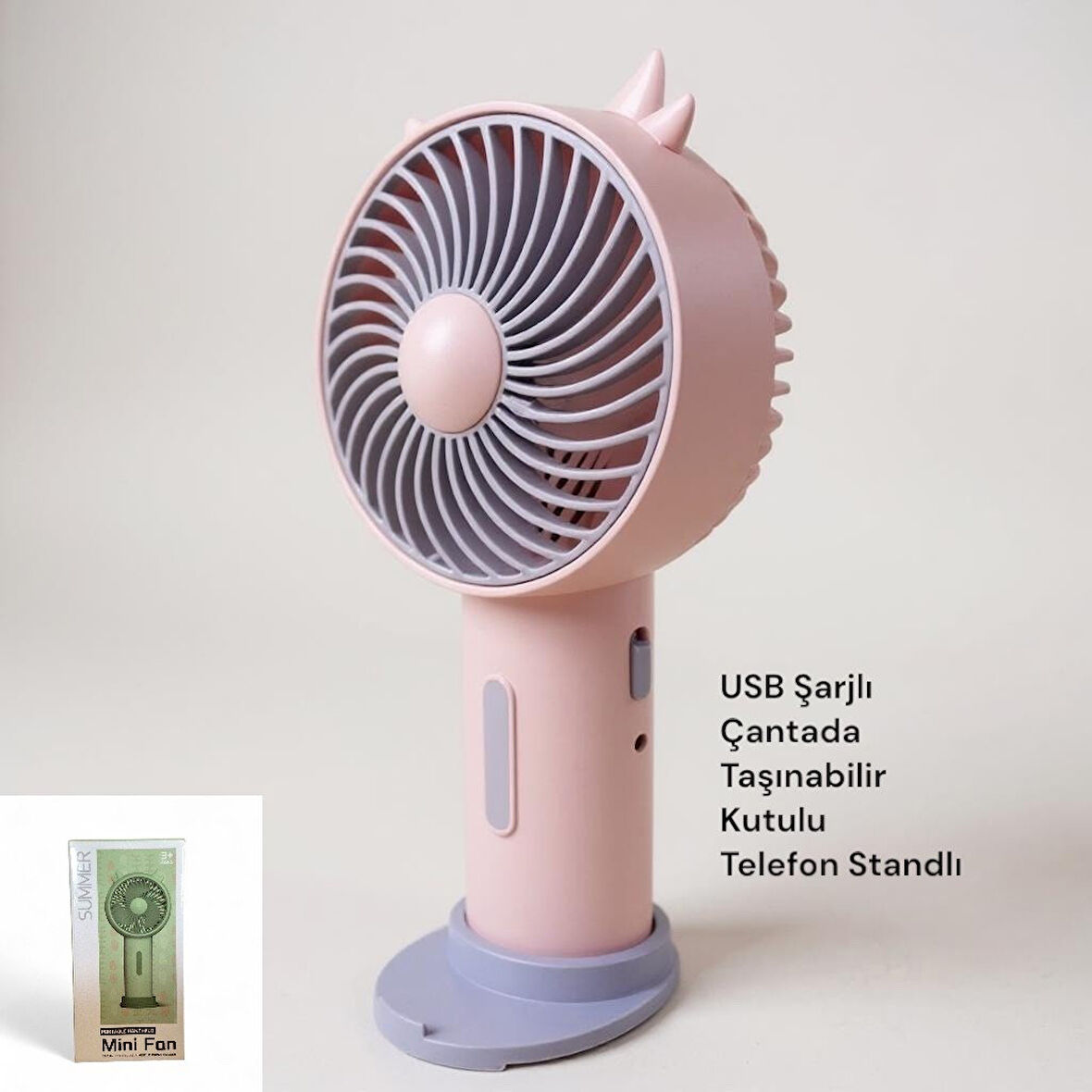 Summer USB Şarjlı El Fanı I Mini Taşınabilir Fan I Yaz Serinleticisi I Vantilatör I Telefon Standlıı