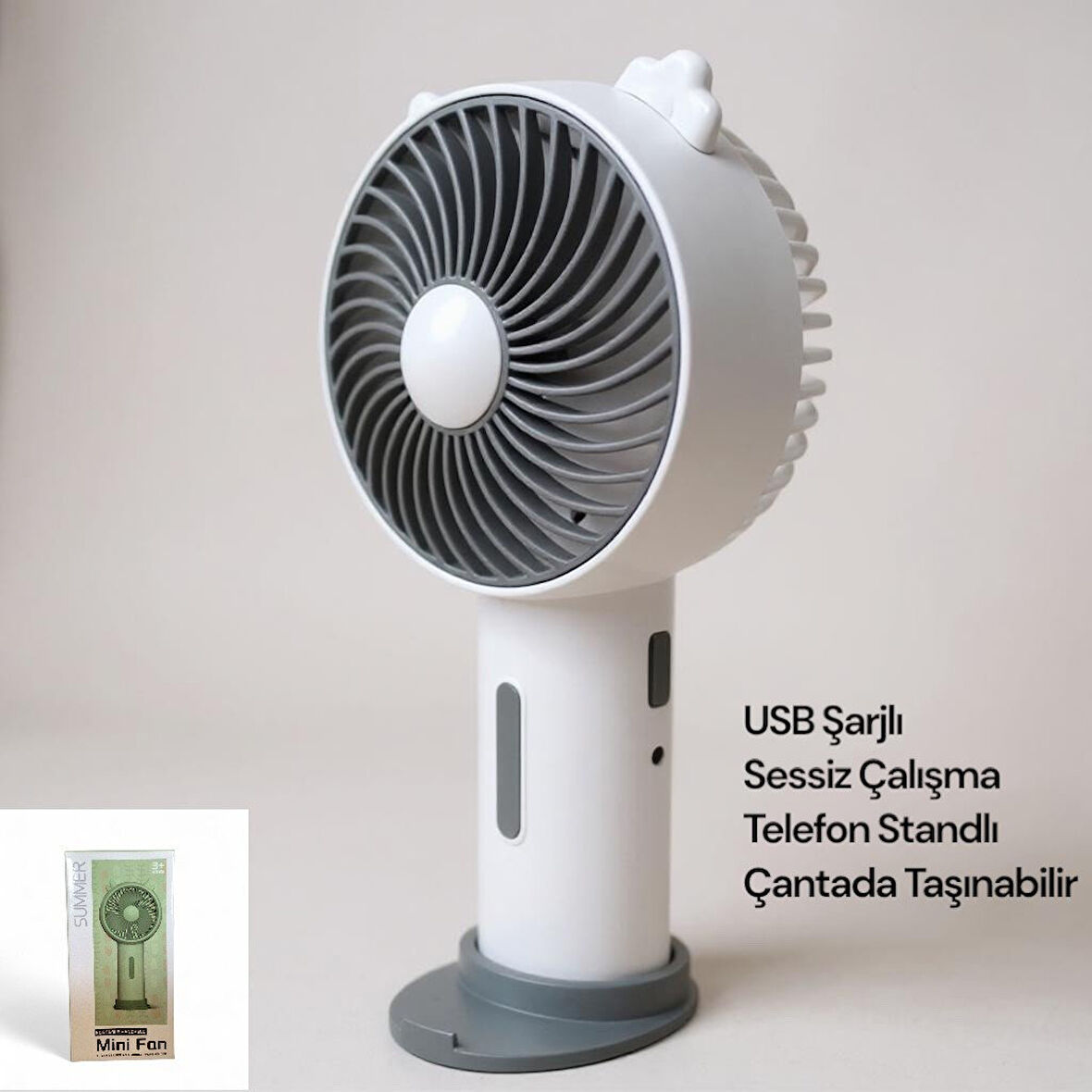 Summer USB Şarjlı El Fanı I Mini Taşınabilir Fan I Yaz Serinleticisi I Vantilatör I Telefon Standlıi