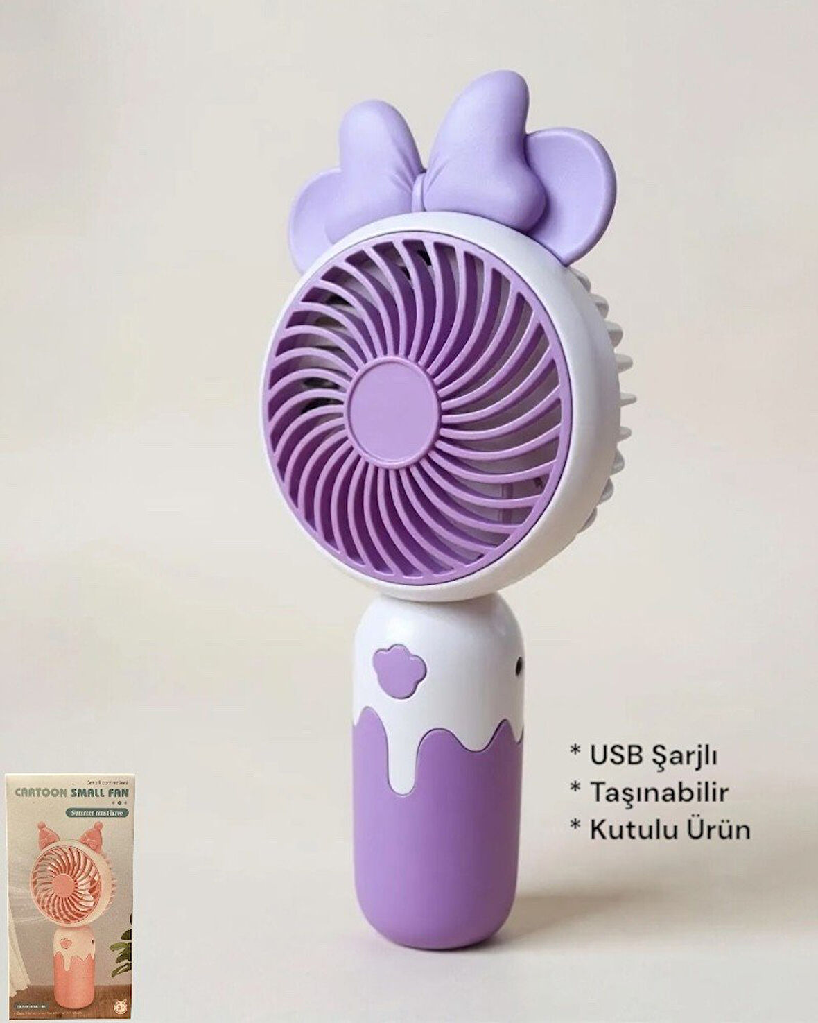 Cartoon USB Şarjlı El Fanı I Mini Taşınabilir Fan I Yaz Serinleticisi I Vantilatör I Taşınabilir Fan