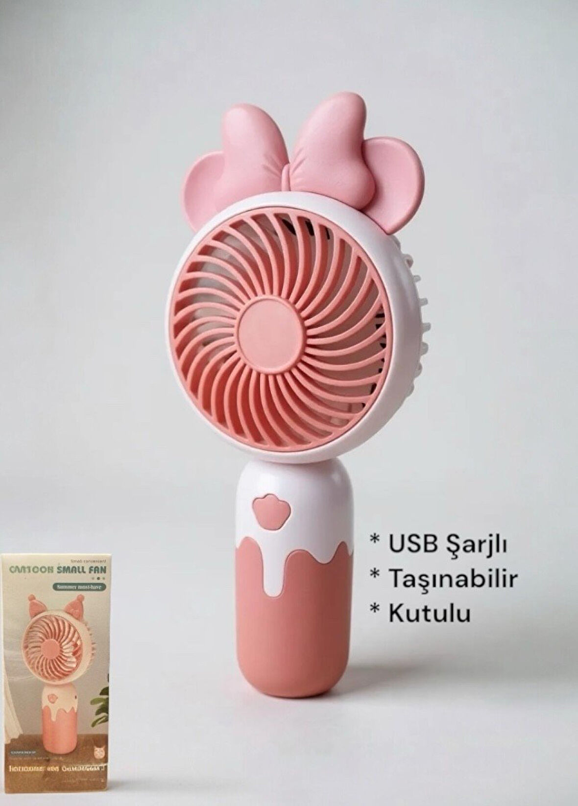Cartoon USB Şarjlı El Fanı I Mini Taşınabilir Fan I Yaz Serinleticisi I Vantilatör  Taşınabilir Fan