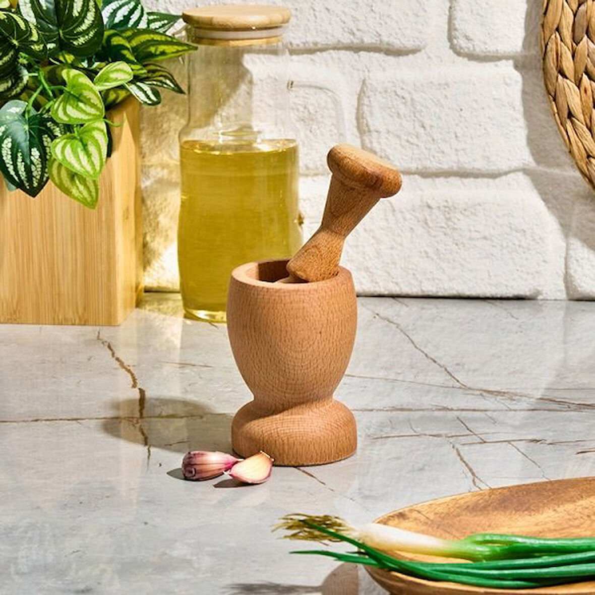 Brokoli Home 1.Sınıf Kayın Ağacı Ahşap havan 10Cm Sarımsak Ezeceği,Sarımsak Döveceği