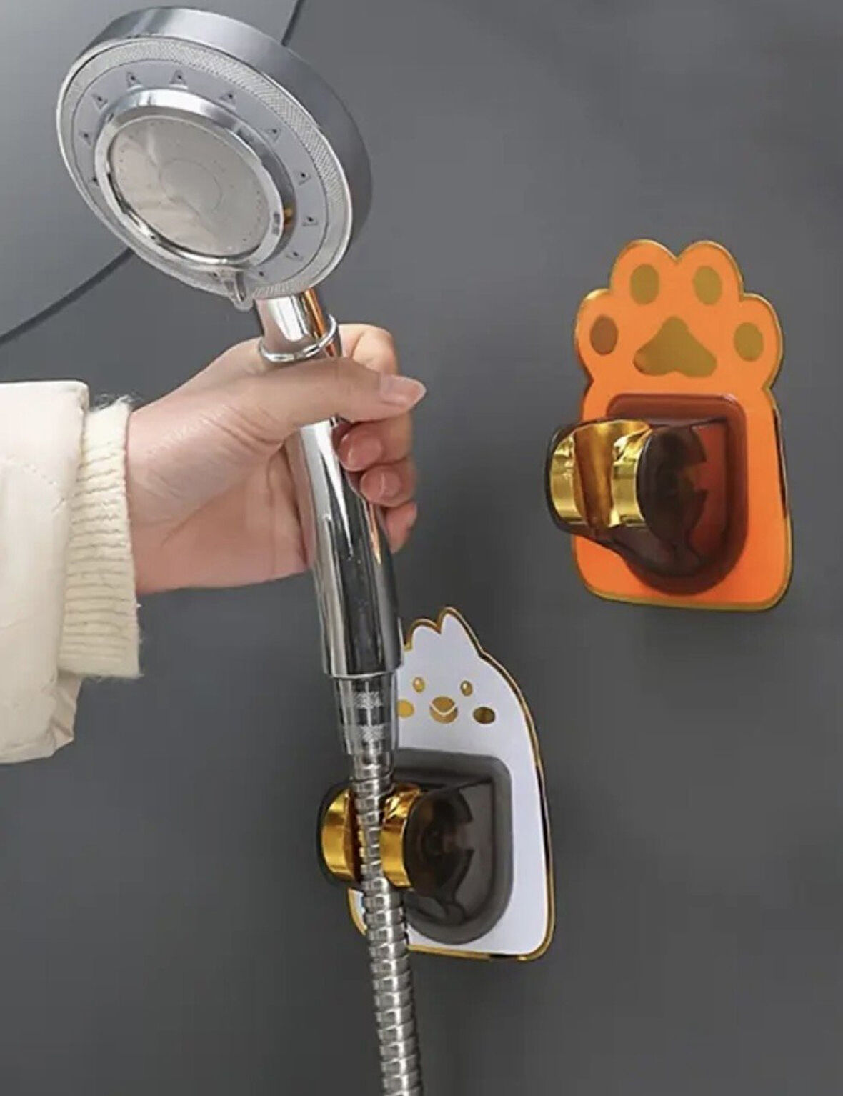 Brokoli Home Banyo Duş Başlığı Tutucu Yapışkanlı Hayvan Figürlü Hareketli Duş Başlığı Tutucu