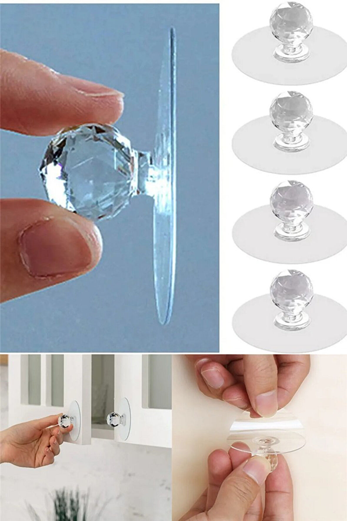 Brokoli Home 8 Ad  Dolap Çekmece Tutacağı Pratik Yapışkanlı Komidin Çekmece Kulpu Askı Askılık 