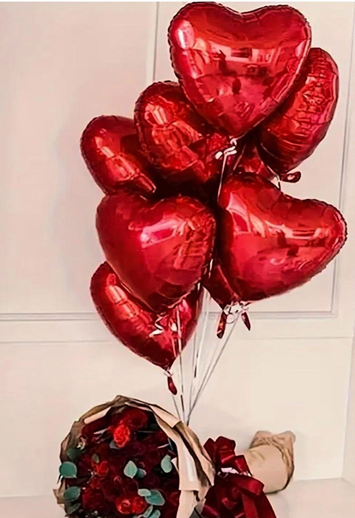 Brokoli Home 3 Adet Kalp Folyo Balon Kırmızı Uçan Balon 45 Cm 18 İnç