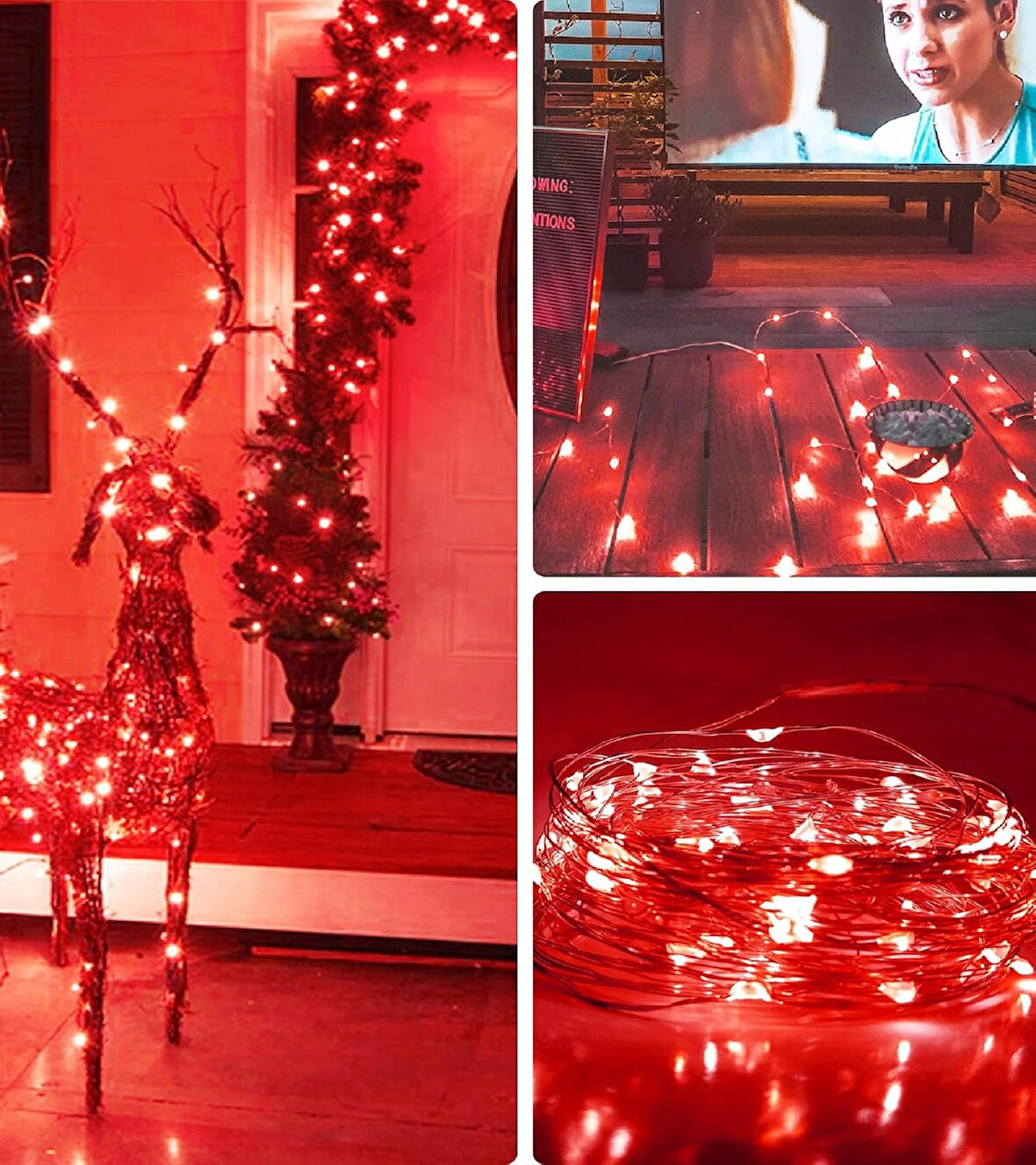 Ev Balkon Ve Parti İçin 3 Metre Pilli Kırmızı Renk Peri Led Yılbaşı Süsü Işık 