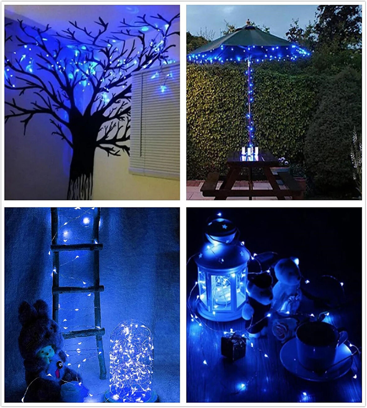 Ev Balkon Ve Parti İçin 3 Metre Pilli Mavi Renk Peri Led Yılbaşı Süsü Işık