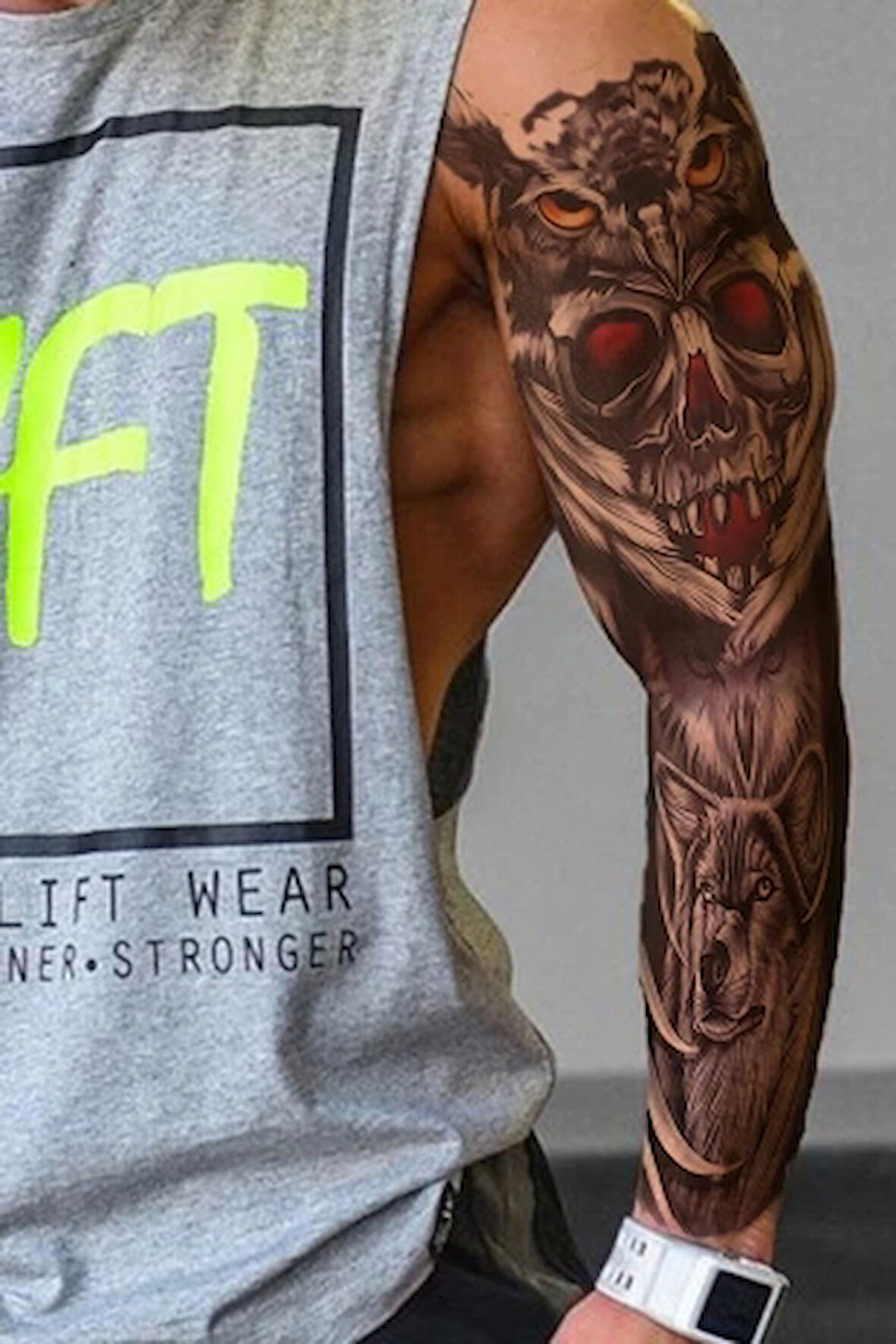 Kurukafa Ve Baykuş Modelli Kol Dövme Tattoo