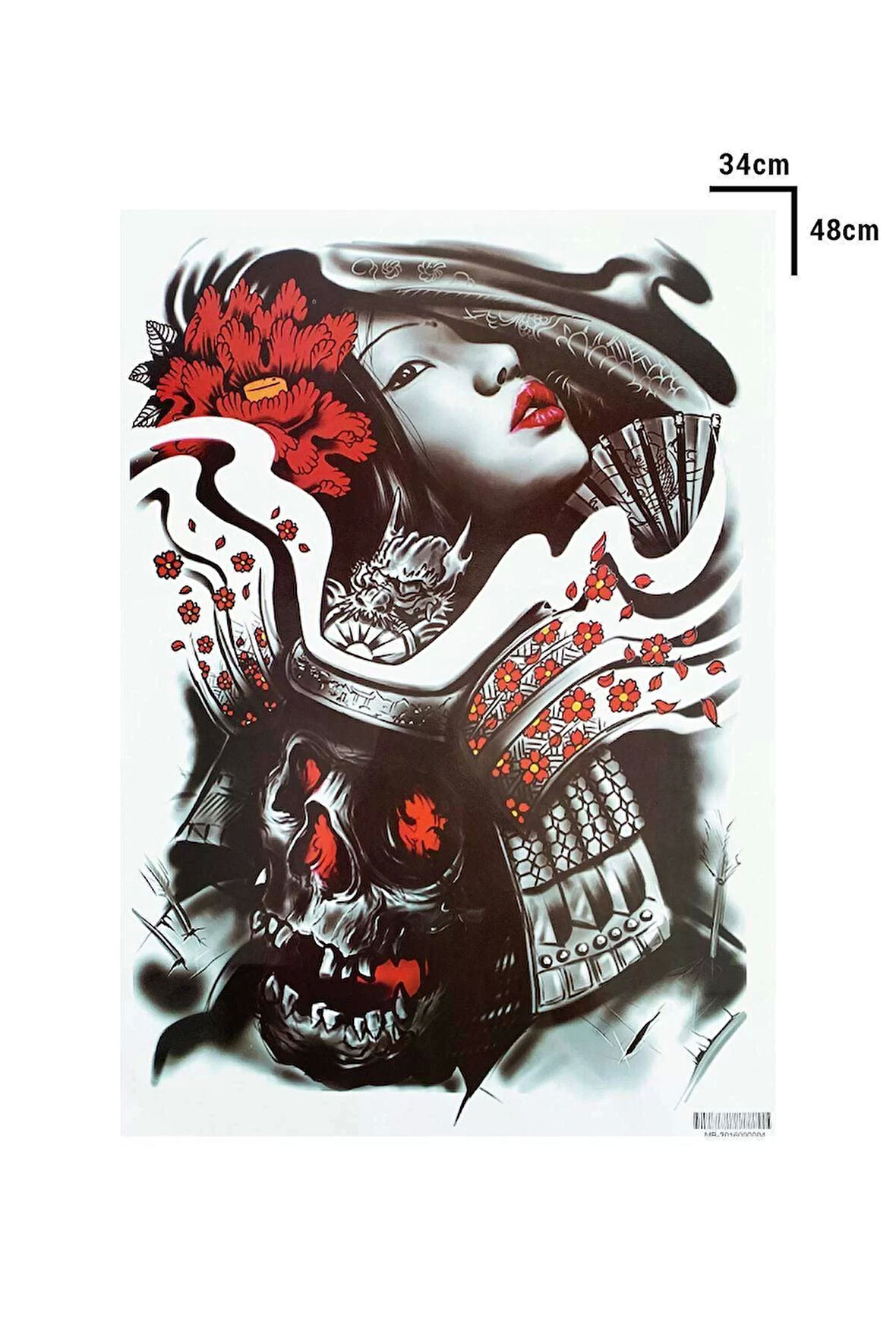Geçici Kadın Ve Kurukafa Modelli Sırt Dövme Tattoo