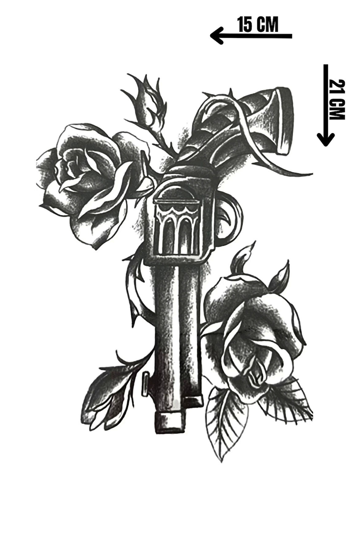 Geçici Silah Ve Çiçek Figürlü Dövme Tattoo