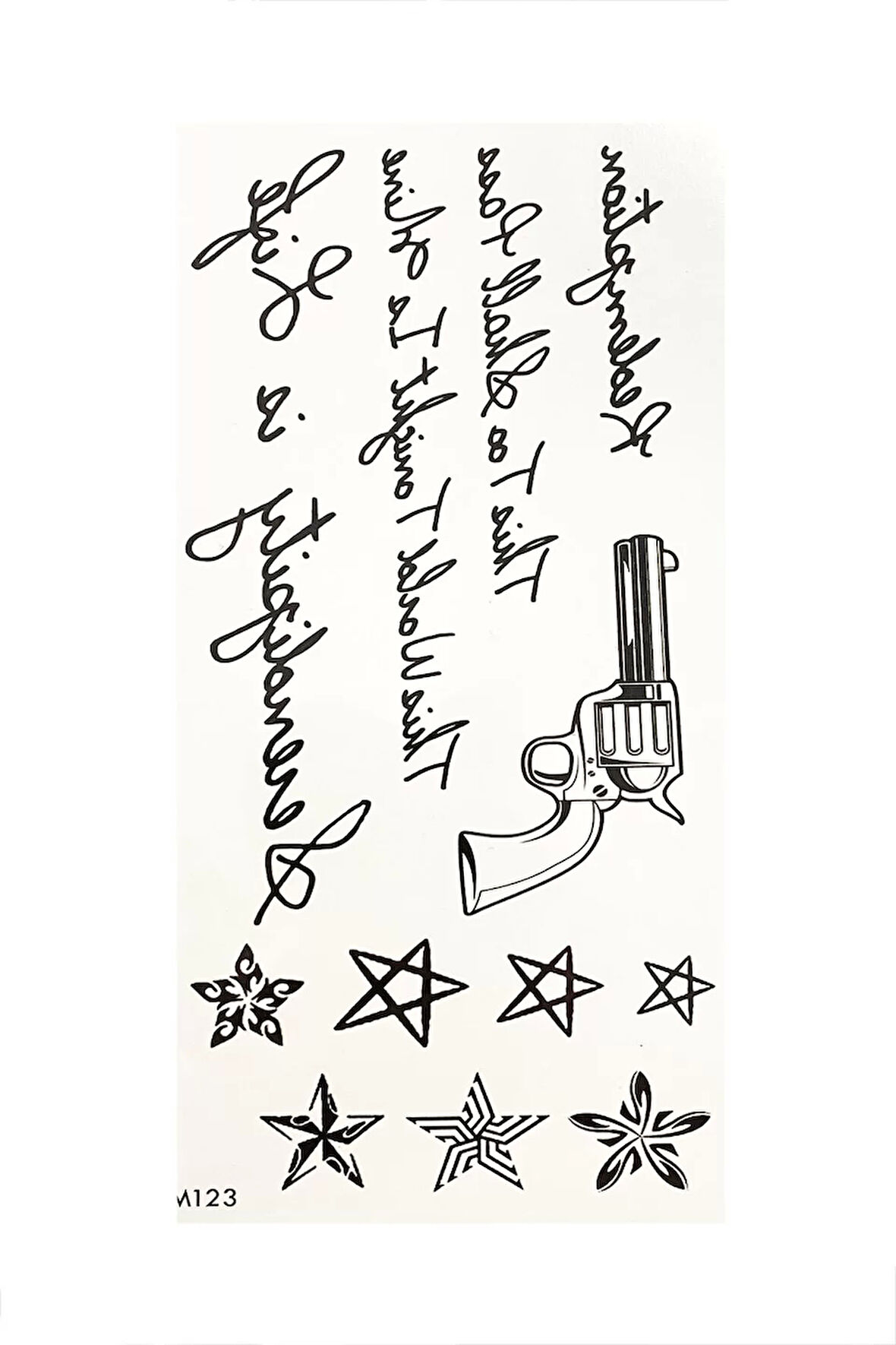 Geçici Silah, Yıldız Ve Yazılı Dövme Tattoo