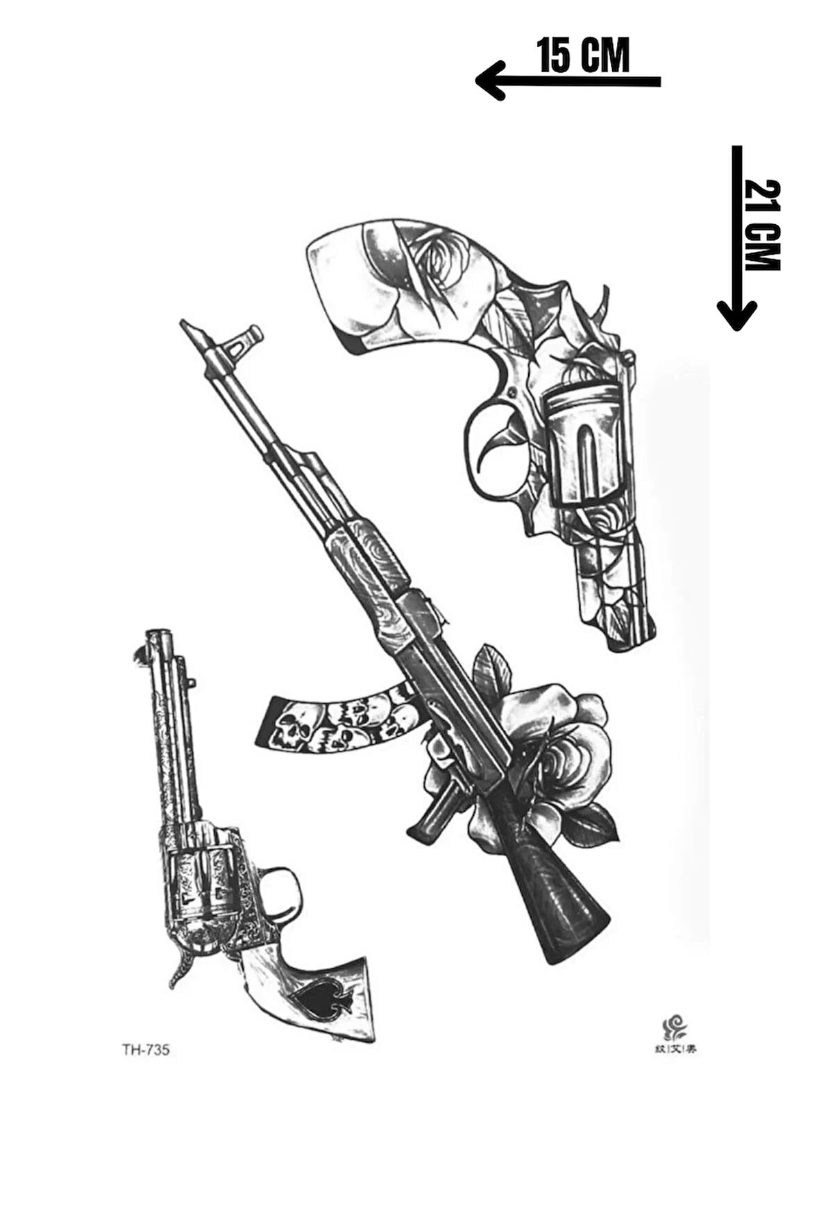 Ak47 Silah Keleş Geçici Dövme Tattoo