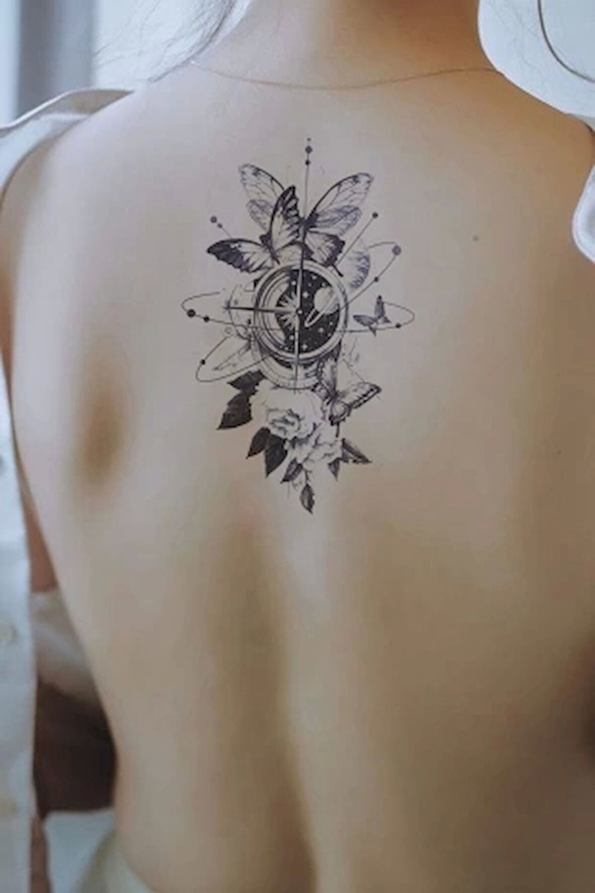 Gezegen Kelebek Ve Çiçek Geçici Dövme Tattoo
