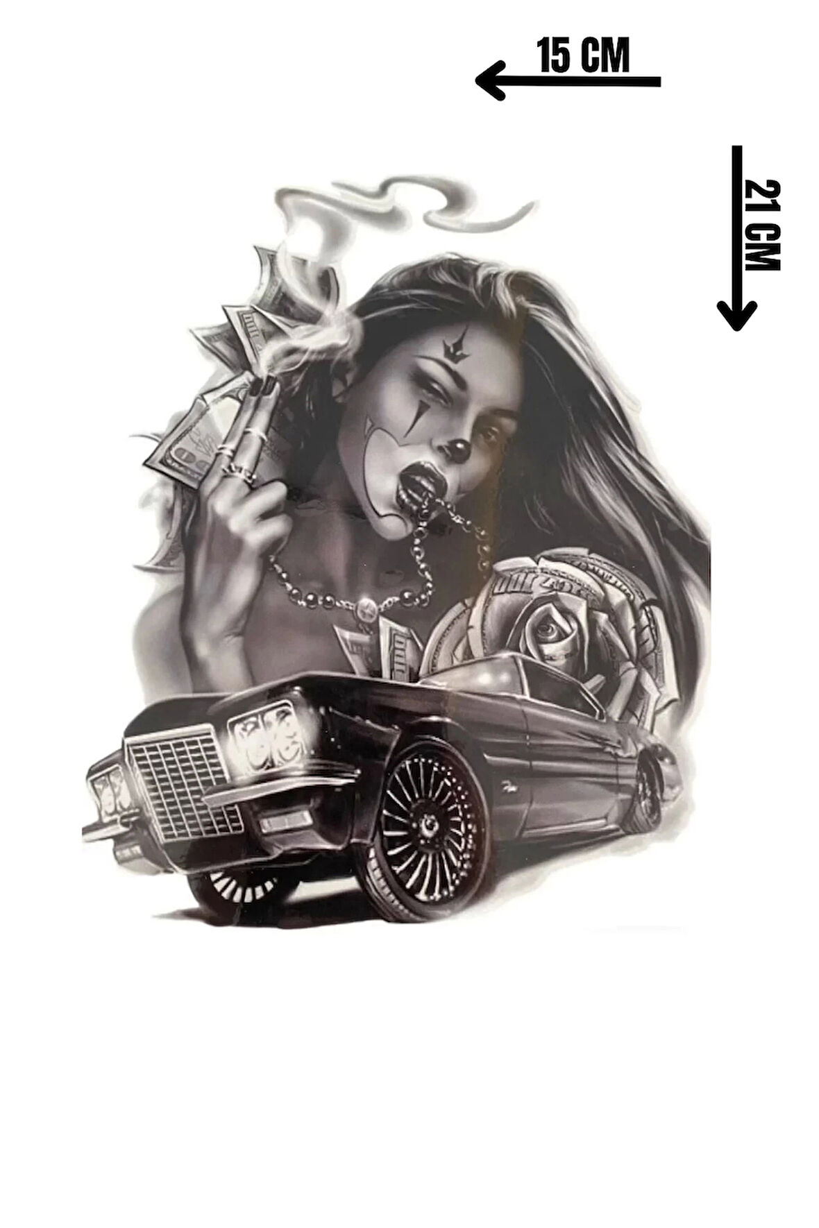 Geçici Kadın Ve Araba Figürlü Dövme Tattoo